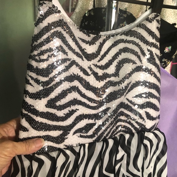 Rare Edition Zebra Print Size 12 Dress with Sparkle Top - Picture 1 of 5